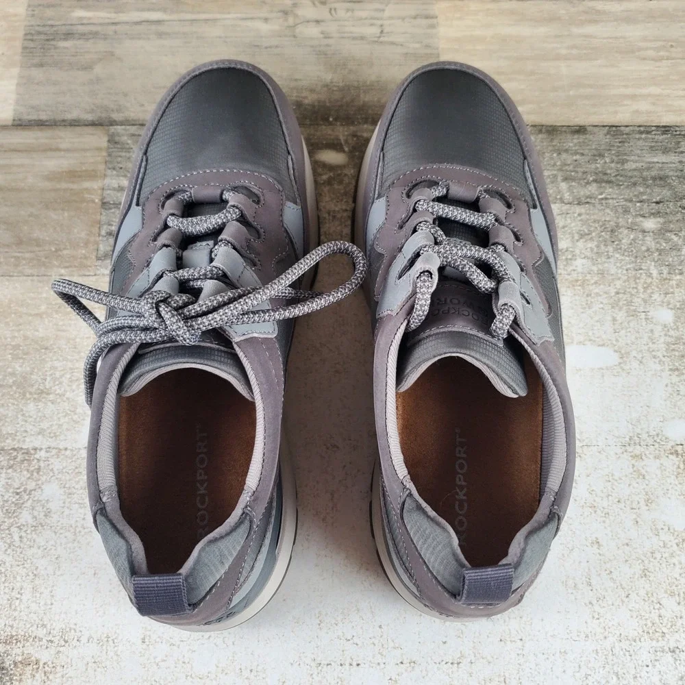 Rockport Works Pulse Tech Womens Work Shoes Sz 6 M Gray Leather Composite Toe